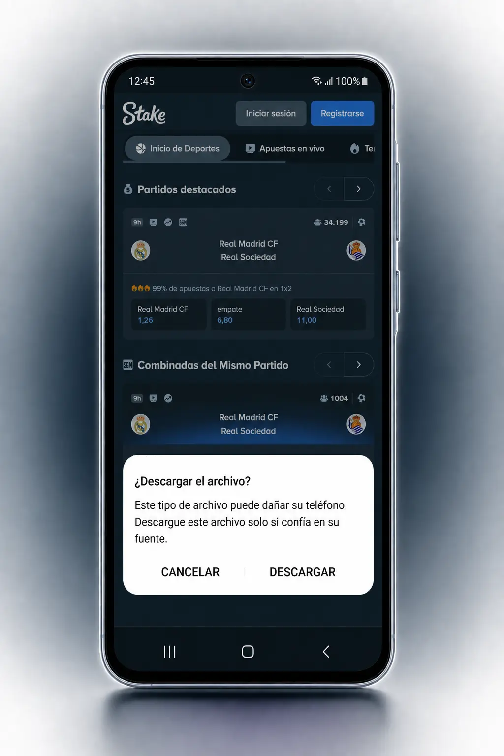 Descarga del APK de Stake para Android desde el sitio oficial, compatible con Android 8.0 o superior