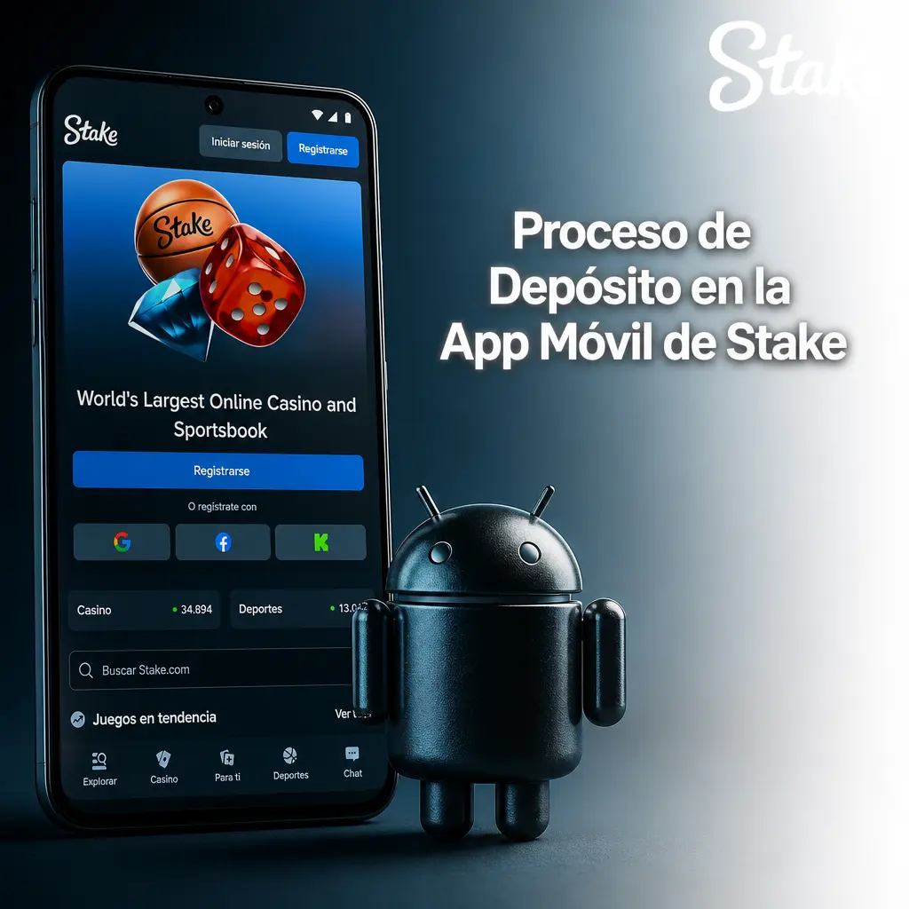 Captura de pantalla del proceso de depósito en la app móvil de Stake para dispositivos Android