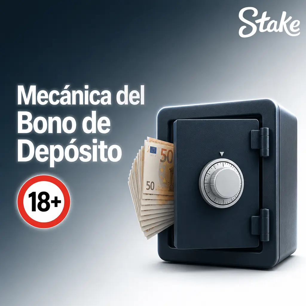 Diagrama explicativo del bono de depósito de Stake: rakeback del 3,5% sobre el margen generado, acreditado según nivel VIP.